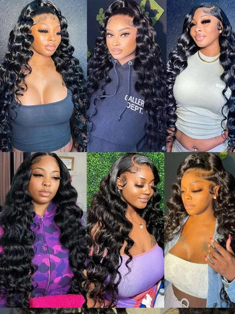 250 Density Deep Wave Human Hair Lace Frontal Wig (13x6 HD, 30–40 Inch, Bleached Knots)