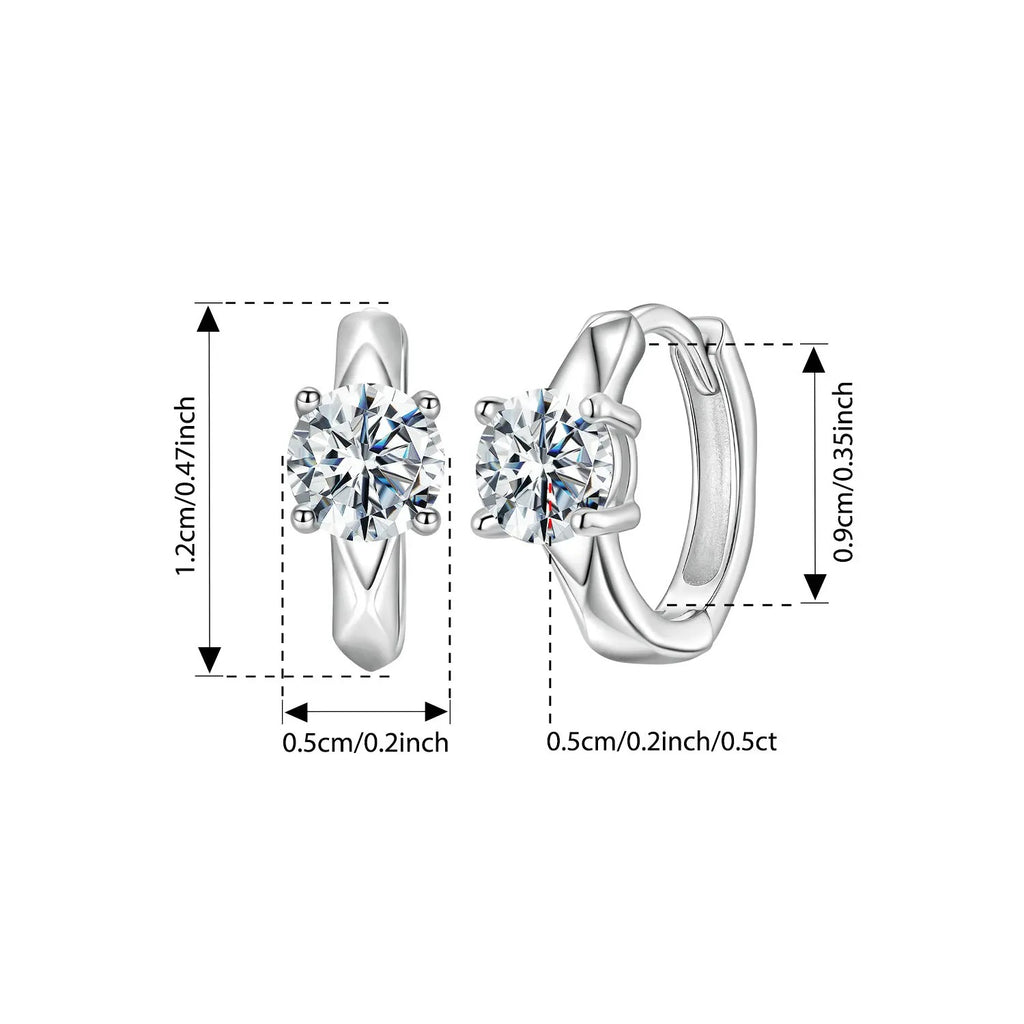 Bamoer 0.5CT Moissanite Hoop Earrings – 925 Sterling Silver, Angular Design, Certified Women’s Jewelry