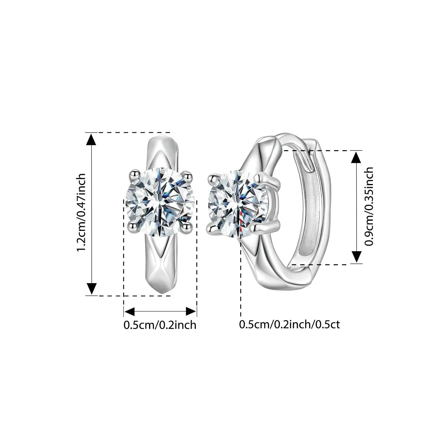 Bamoer 0.5CT Moissanite Hoop Earrings – 925 Sterling Silver, Angular Design, Certified Women’s Jewelry