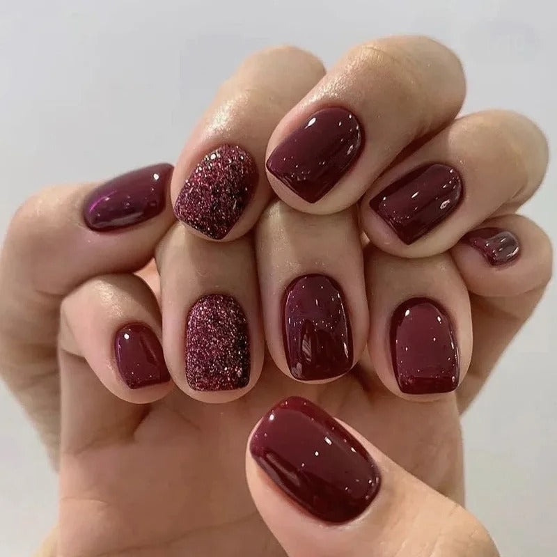 24Pcs Pink Gradient Glossy Press-On Nails (Oval)
