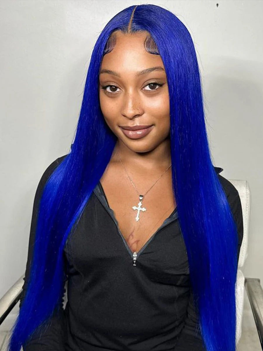 Blue Body Wave 13x4 HD Lace Front Wig (Pre-Plucked, Brazilian Human Hair)