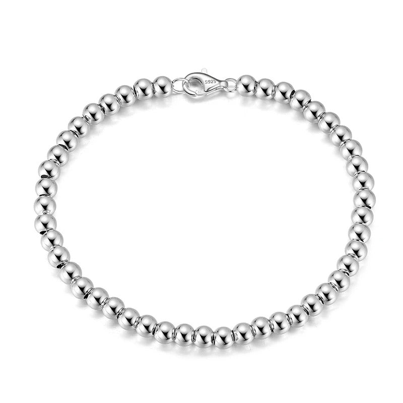 Rinntin 925 Sterling Silver 4mm Bead Ball Bracelet (SB103)
