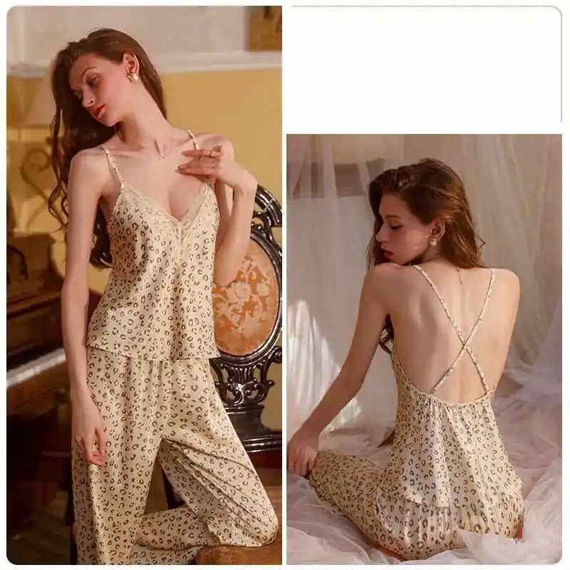 Women’s Sexy 2-Piece Spaghetti Strap Sleepwear Set (S)