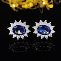 Luxury Blue Sunflower Silver Bridal Jewelry Set (3pcs) – Dubai Style, Women’s Anniversary Gift, Wholesale J5519