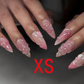 10Pcs Almond Press-On Nails with 3D Flower Design & French Tips