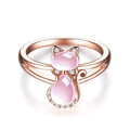 Huitan Pink Cat Ring – Cute Animal Fashion Jewelry for Women & Girls (Daily Wear Gift Ring)