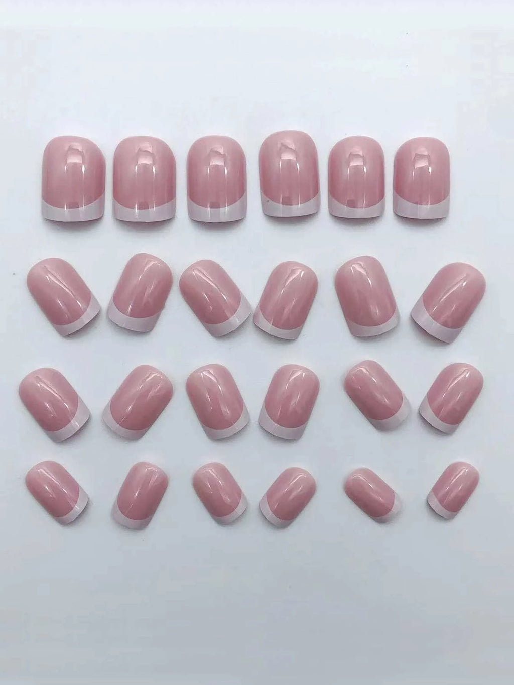 24PCS White Heart French Tip Press On Nails
