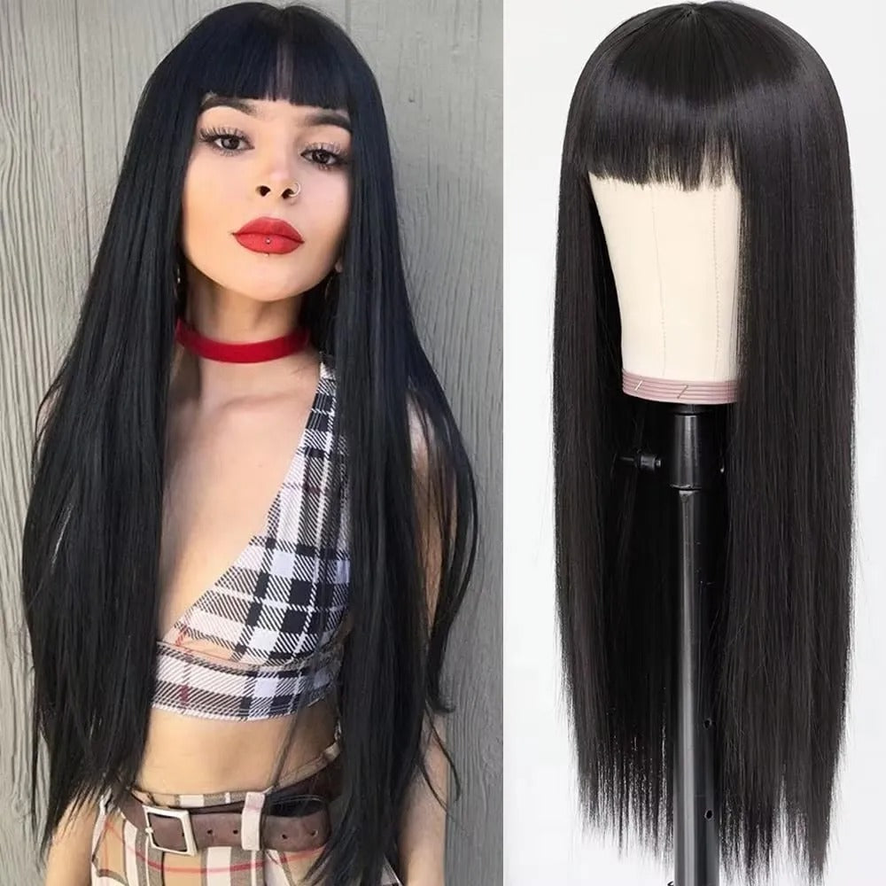 Red Center-Parted Long Wavy Synthetic Cosplay Wig