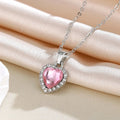 Romantic Pink Heart Zircon Pendant Necklace – Women’s Jewelry Gift