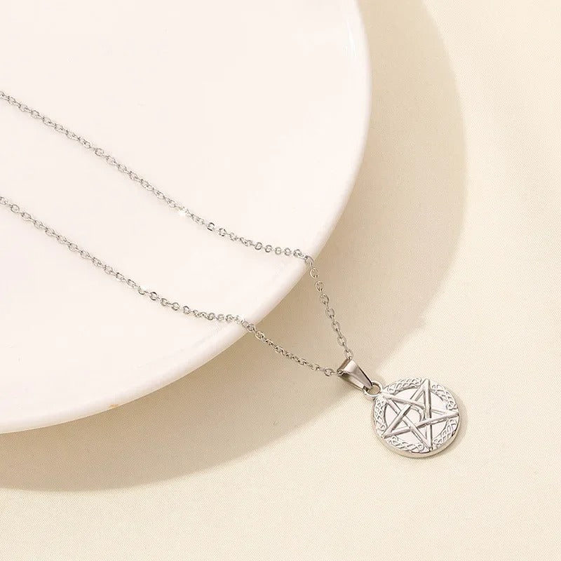 Boho Moon & Sun Stainless Steel Pendant Necklace (Gold & Silver O-Chain)