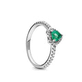 925 Sterling Silver Heart Charm Rings (Pink, Blue, Green, Black) – Women’s Fashion Jewelry Gift for Mother
