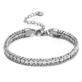 Stainless Steel CZ Inlaid Gold Chain Bracelet for Women