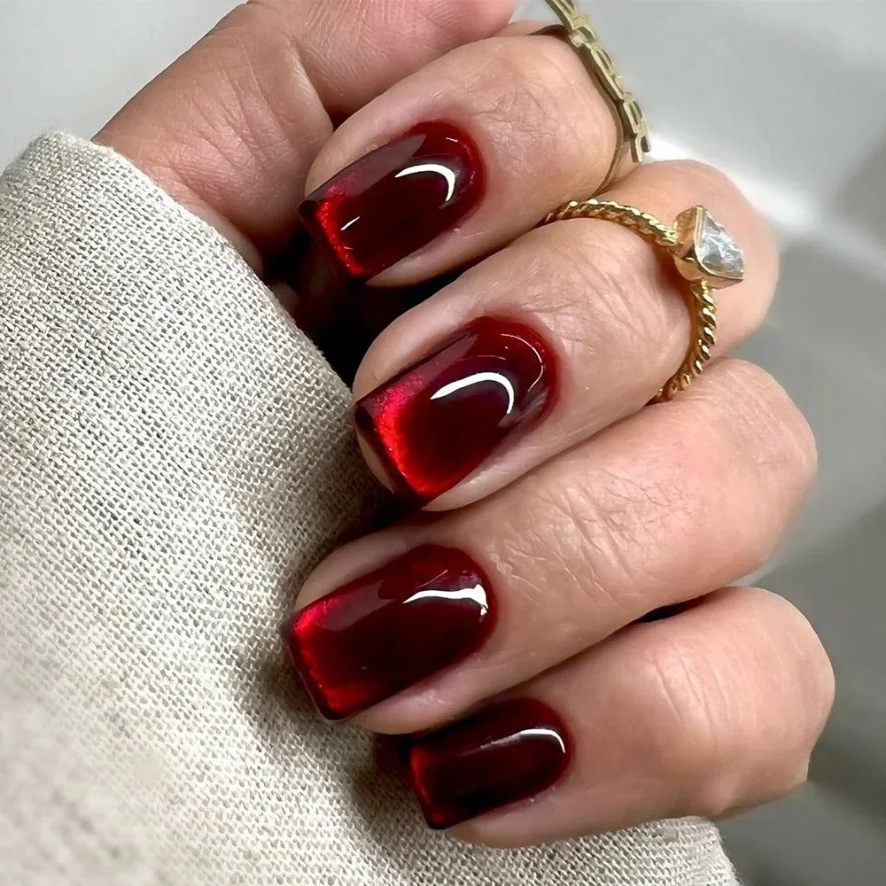 24Pcs Pink Gradient Glossy Press-On Nails (Oval)