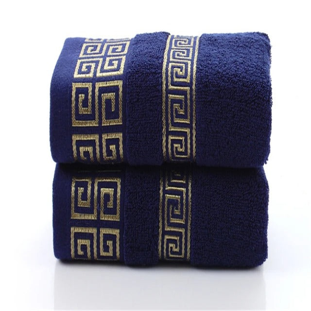 Black Cotton Embroidered Hotel Bath Towels (2pcs, Quick-Dry)