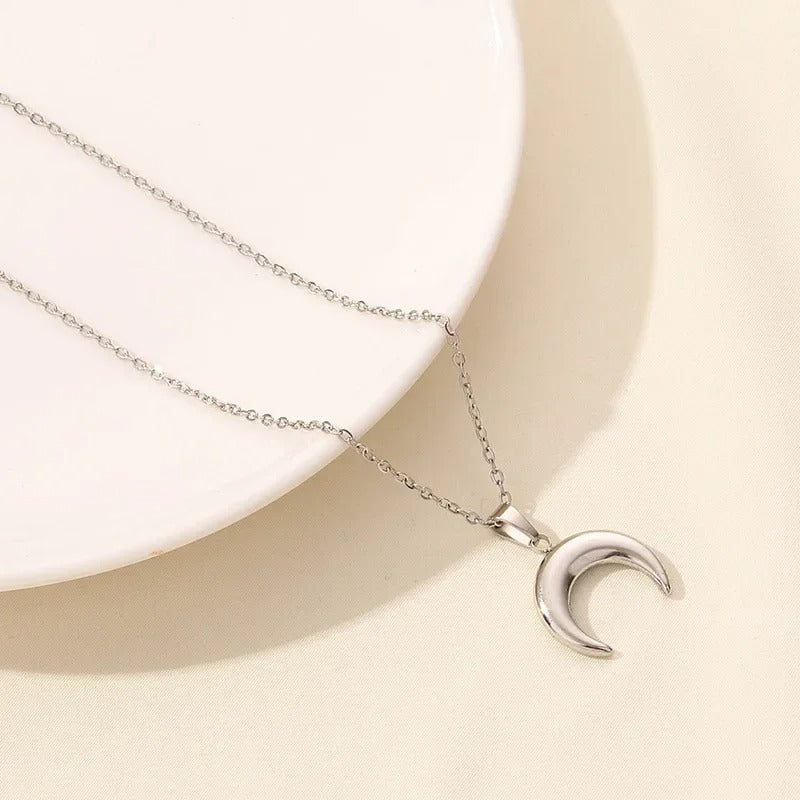 Boho Moon & Sun Stainless Steel Pendant Necklace (Gold & Silver O-Chain)