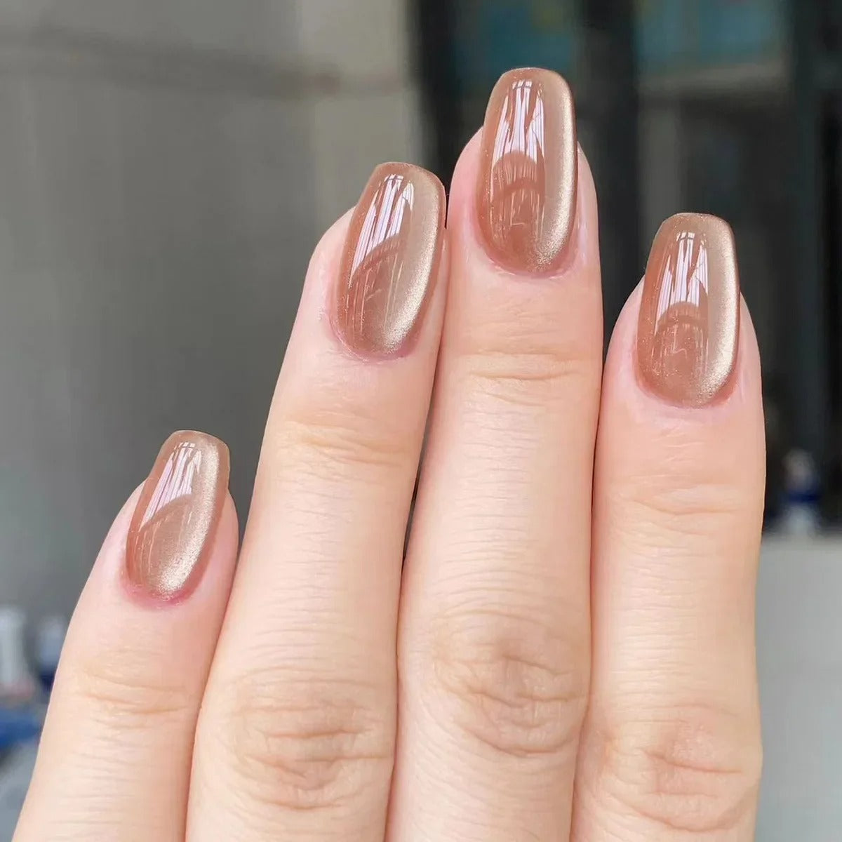 24Pcs Pink Gradient Glossy Press-On Nails (Oval)