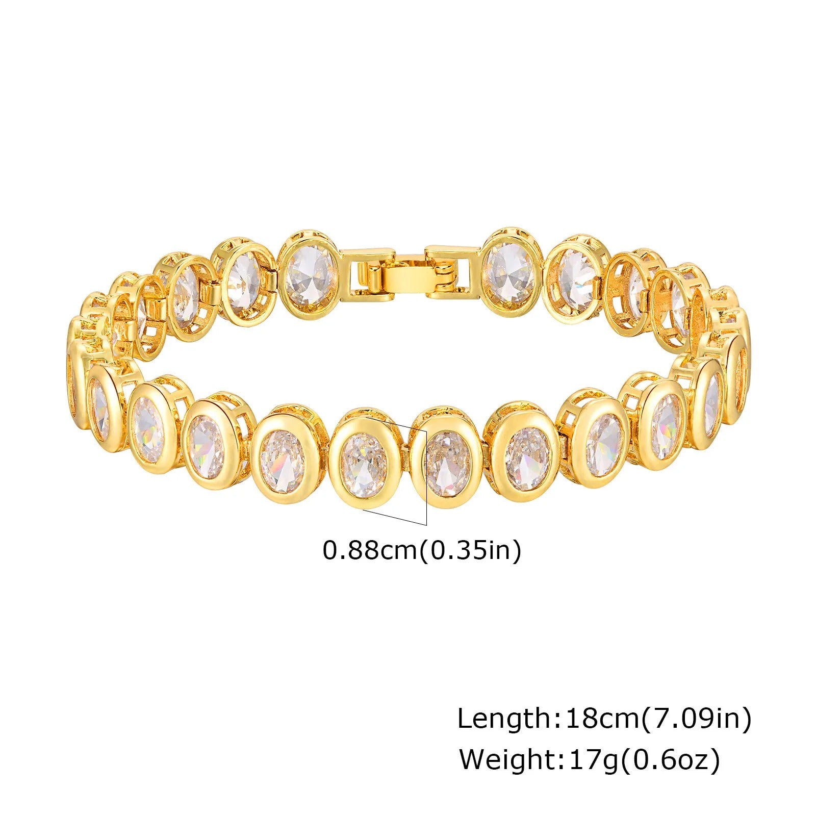 Paperclip Chain Bracelet 14K Gold Plated Cubic Zirconia Watch Strap Chunky Link Adjustable Stackable Jewelry For Women Girl Gift