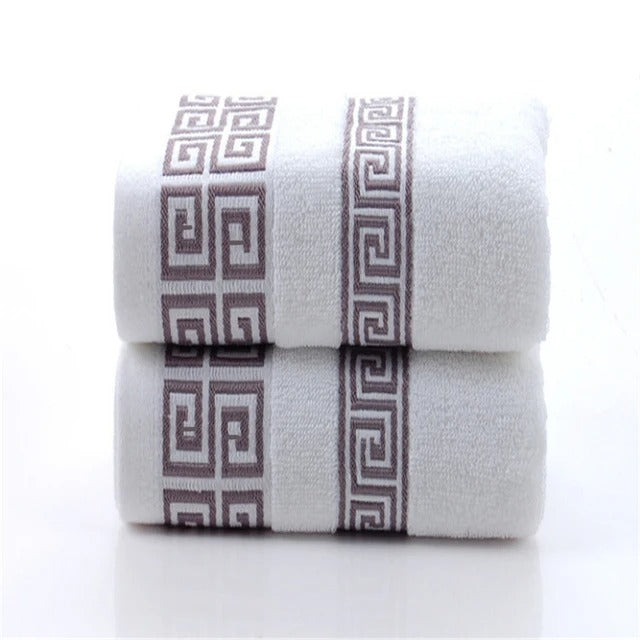 Black Cotton Embroidered Hotel Bath Towels (2pcs, Quick-Dry)