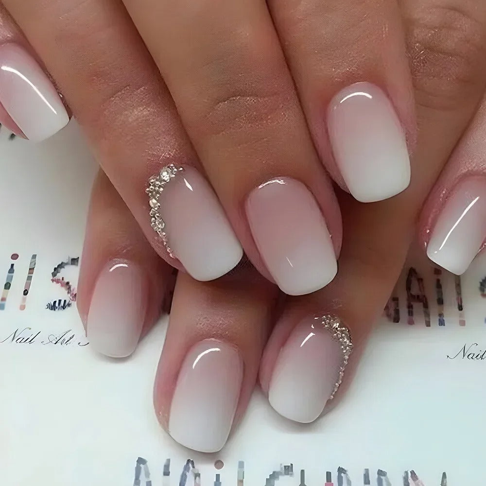 24Pcs Pink Gradient Glossy Press-On Nails (Oval)