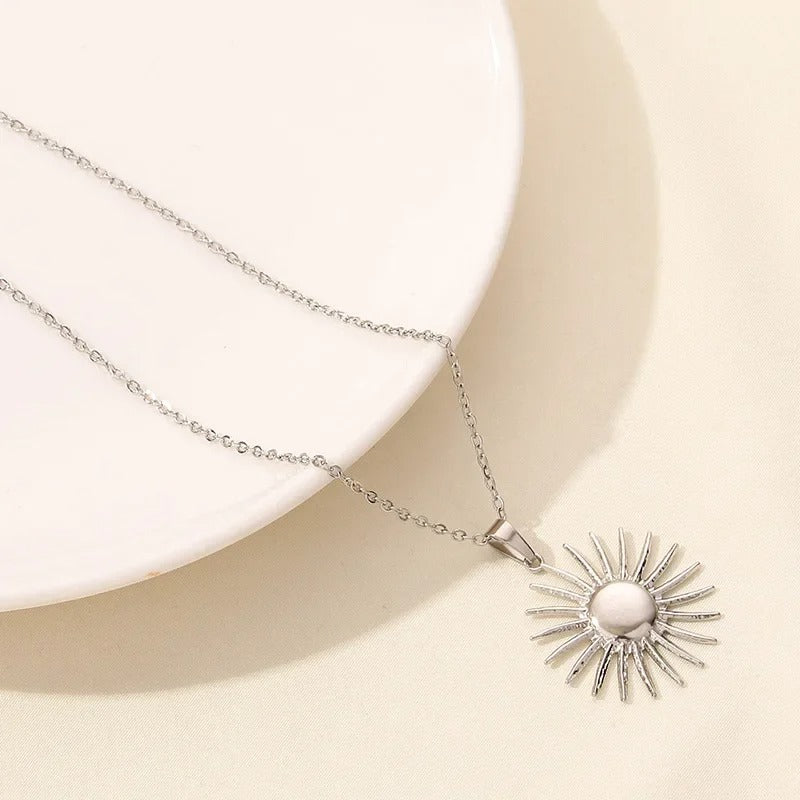 Boho Moon & Sun Stainless Steel Pendant Necklace (Gold & Silver O-Chain)