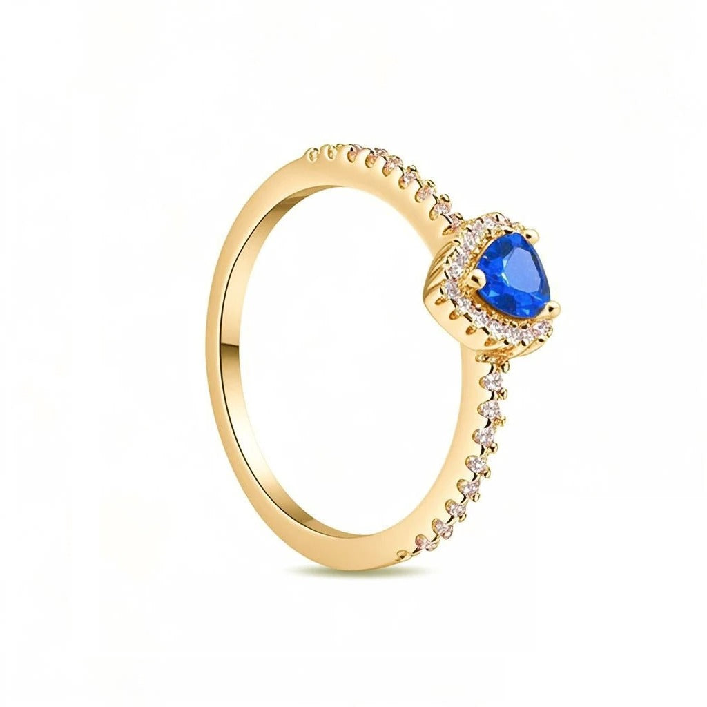 925 Sterling Silver Heart Charm Rings (Pink, Blue, Green, Black) – Women’s Fashion Jewelry Gift for Mother