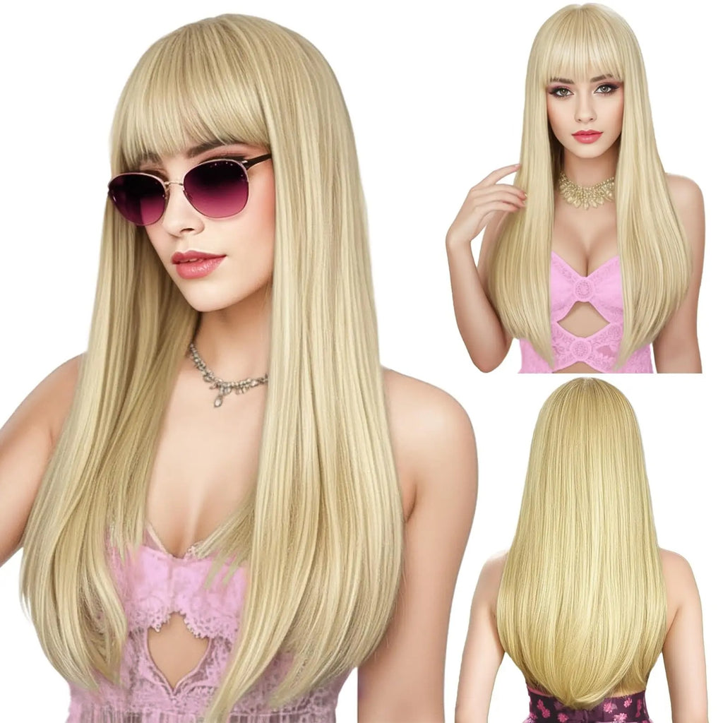 Red Center-Parted Long Wavy Synthetic Cosplay Wig