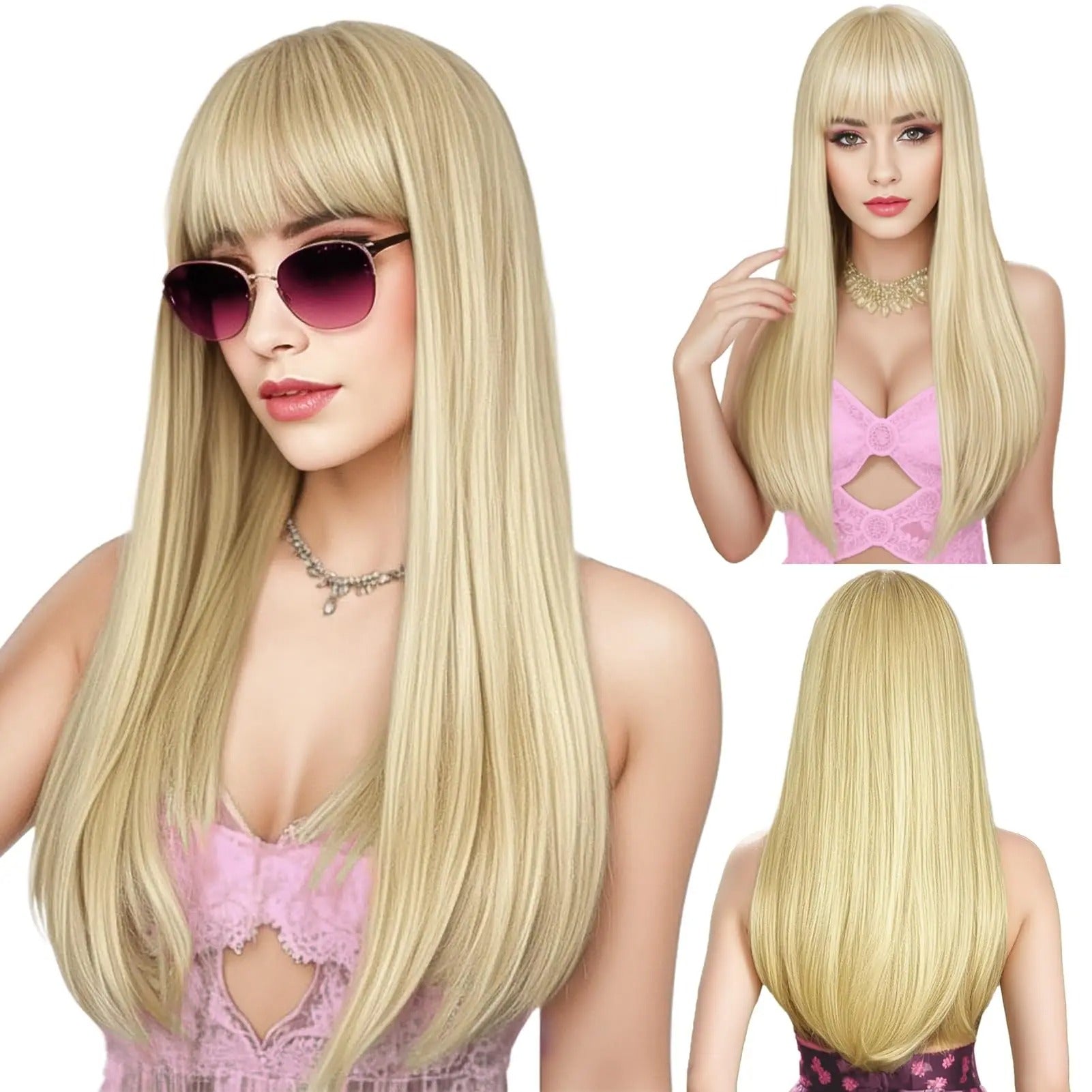 Red Center-Parted Long Wavy Synthetic Cosplay Wig