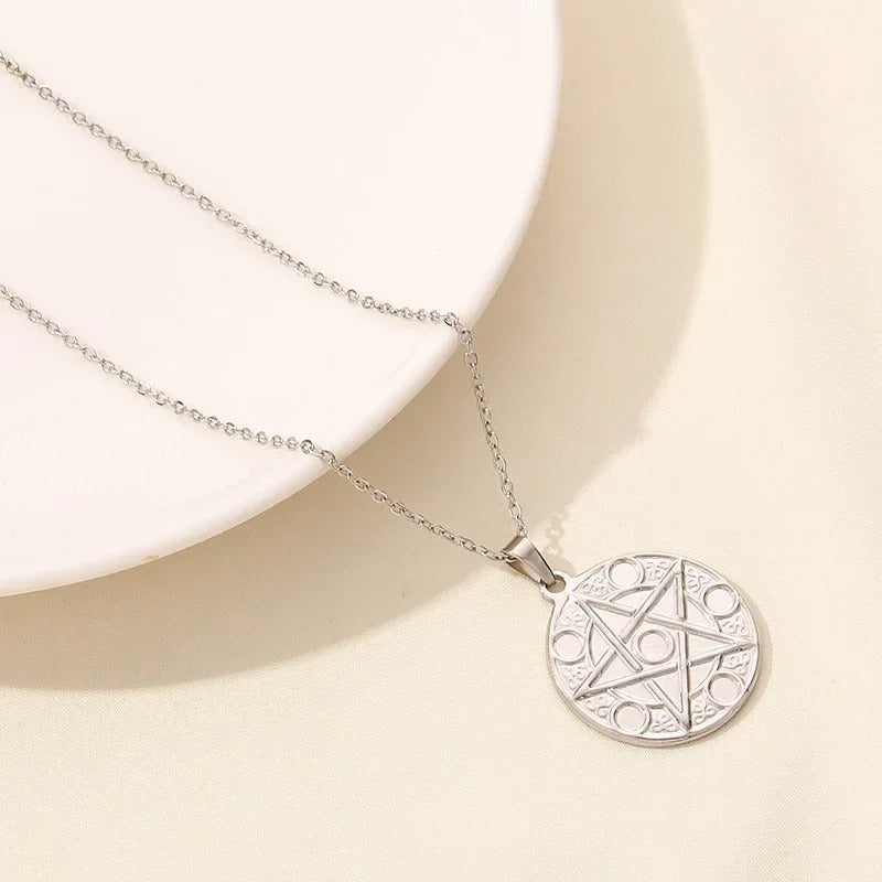 Boho Moon & Sun Stainless Steel Pendant Necklace (Gold & Silver O-Chain)