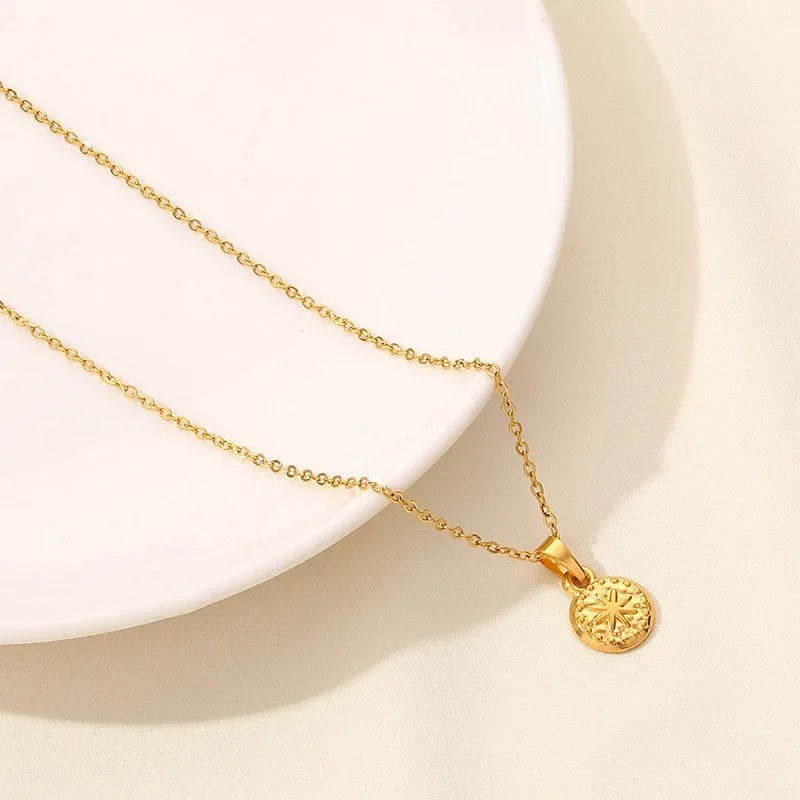 Boho Moon & Sun Stainless Steel Pendant Necklace (Gold & Silver O-Chain)