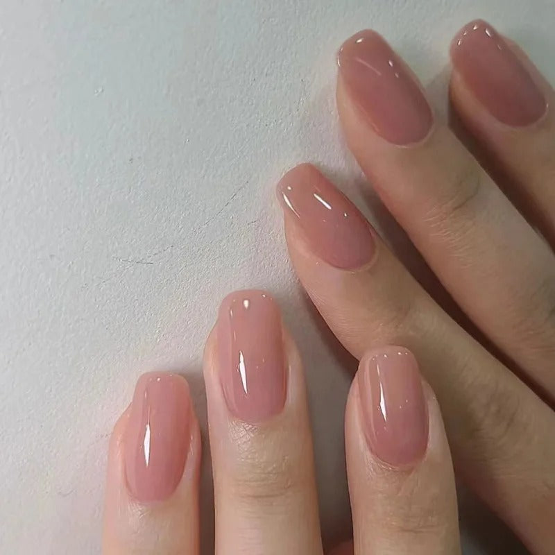 24Pcs Pink Gradient Glossy Press-On Nails (Oval)