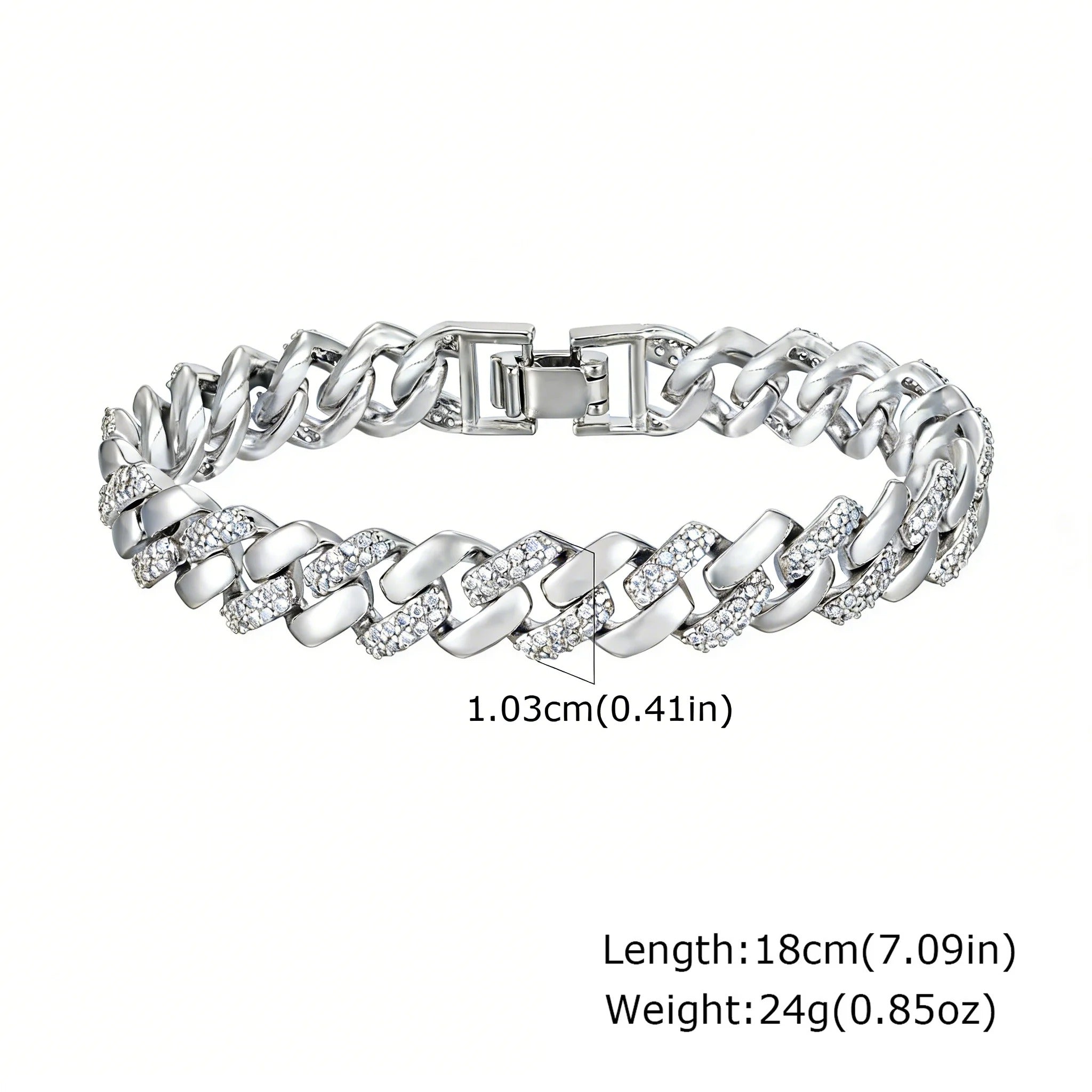 Paperclip Chain Bracelet 14K Gold Plated Cubic Zirconia Watch Strap Chunky Link Adjustable Stackable Jewelry For Women Girl Gift