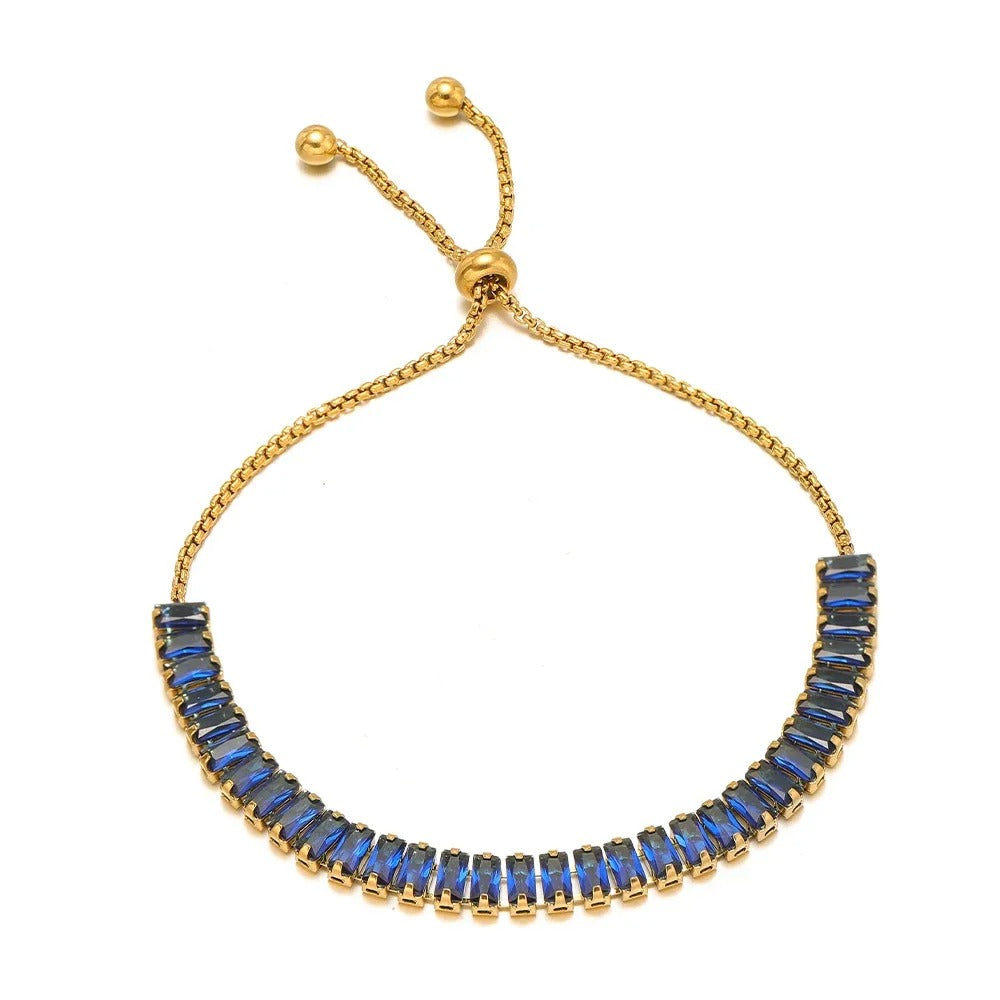 Stainless Steel CZ Inlaid Gold Chain Bracelet for Women