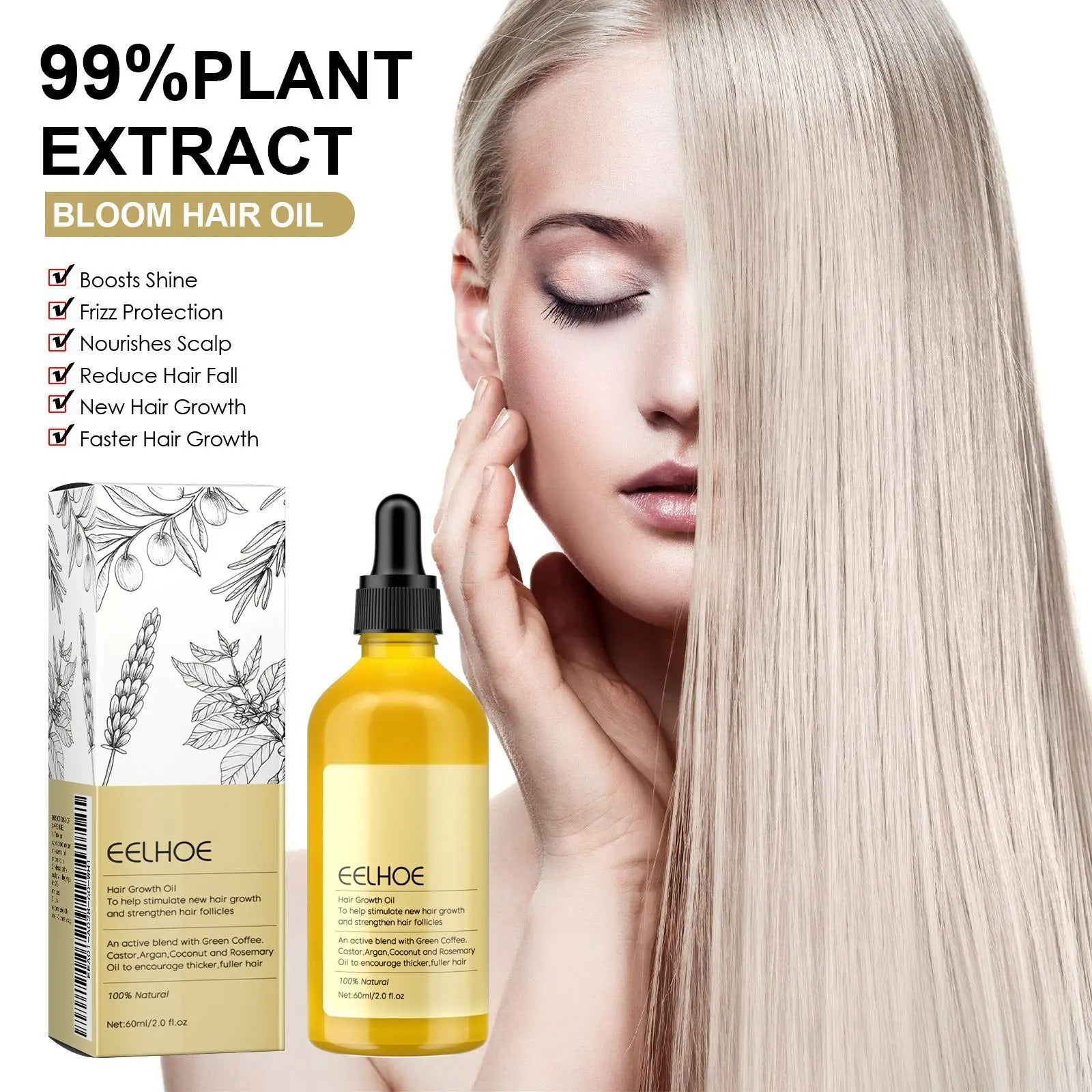 Eelhoe Rosemary Hair Oil – Hair Growth & Scalp Nourishing Serum
