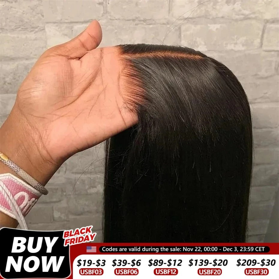 Smooth Straight Human Hair Wig – Pre-Plucked, Ready-to-Wear, 5x5 Closure & 13x4 Lace Front