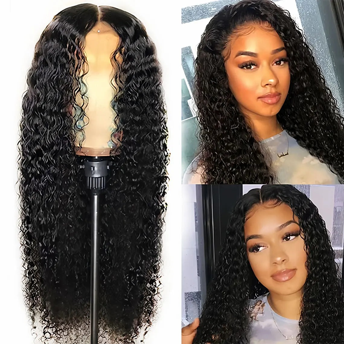 Women’s African Curly Middle-Part Wig