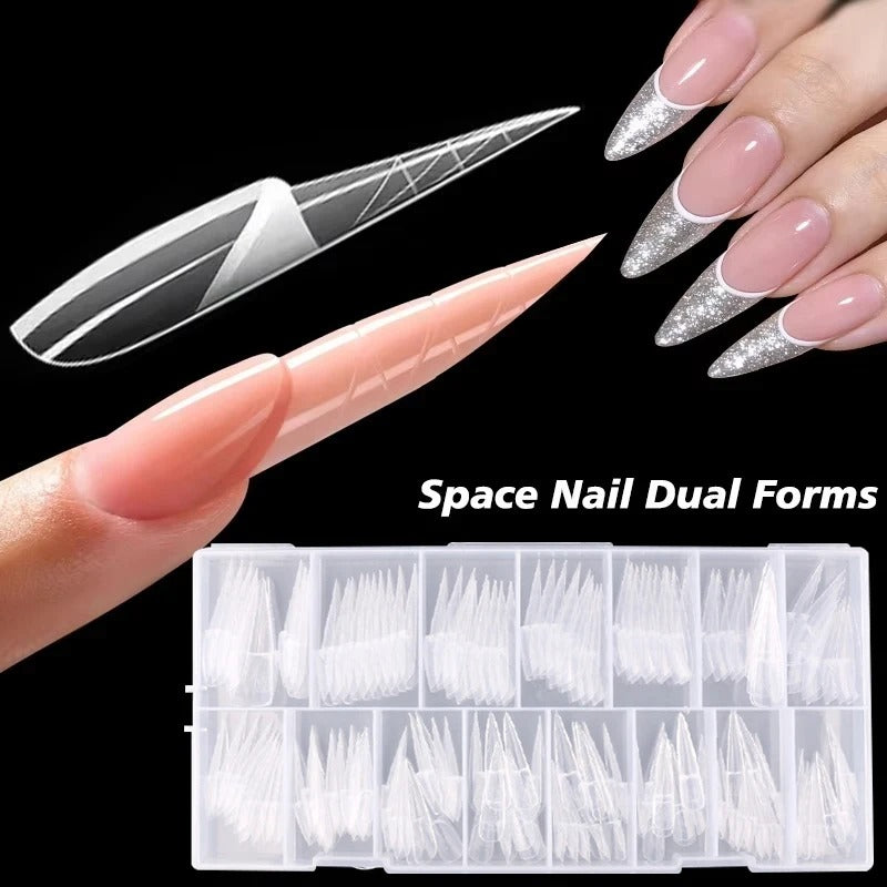 150pcs Dual Nail Forms Kit – Stiletto, Almond, Square, French Line (15 Sizes)