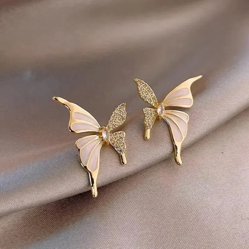 Elegant Zircon Butterfly Stud Earrings – Light Luxury Fashion Jewelry Gift for Women