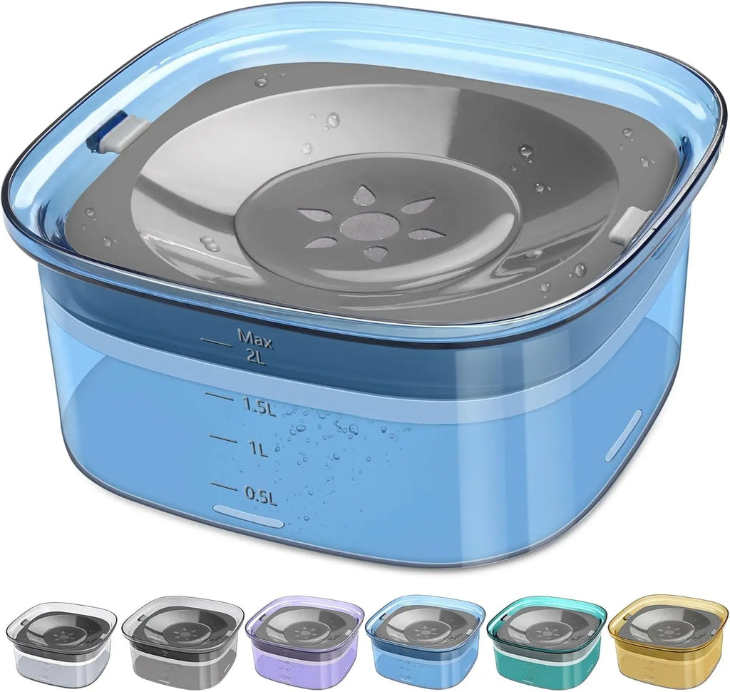 70oz Spill-Proof Dog Water Bowl – 2L Large No-Splash Slow Feeder
