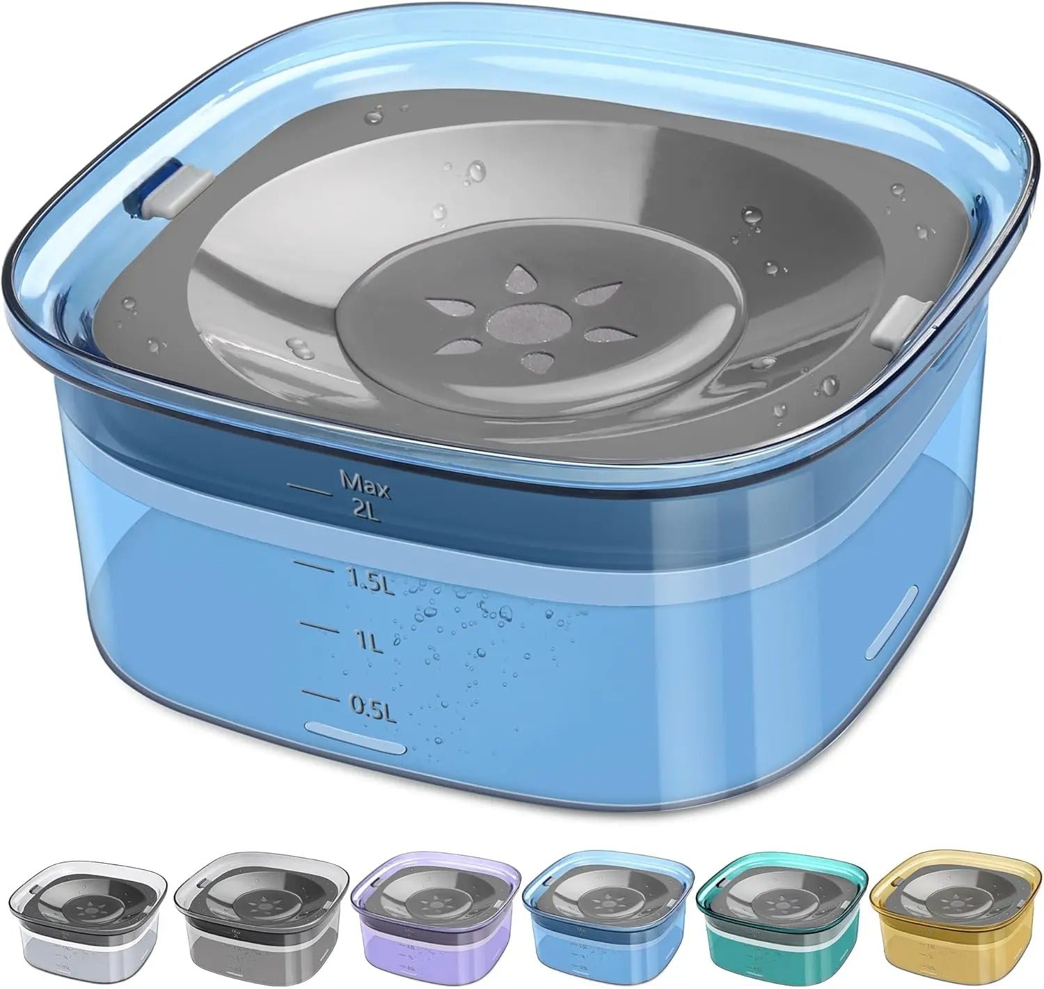 70oz Spill-Proof Dog Water Bowl – 2L Large No-Splash Slow Feeder