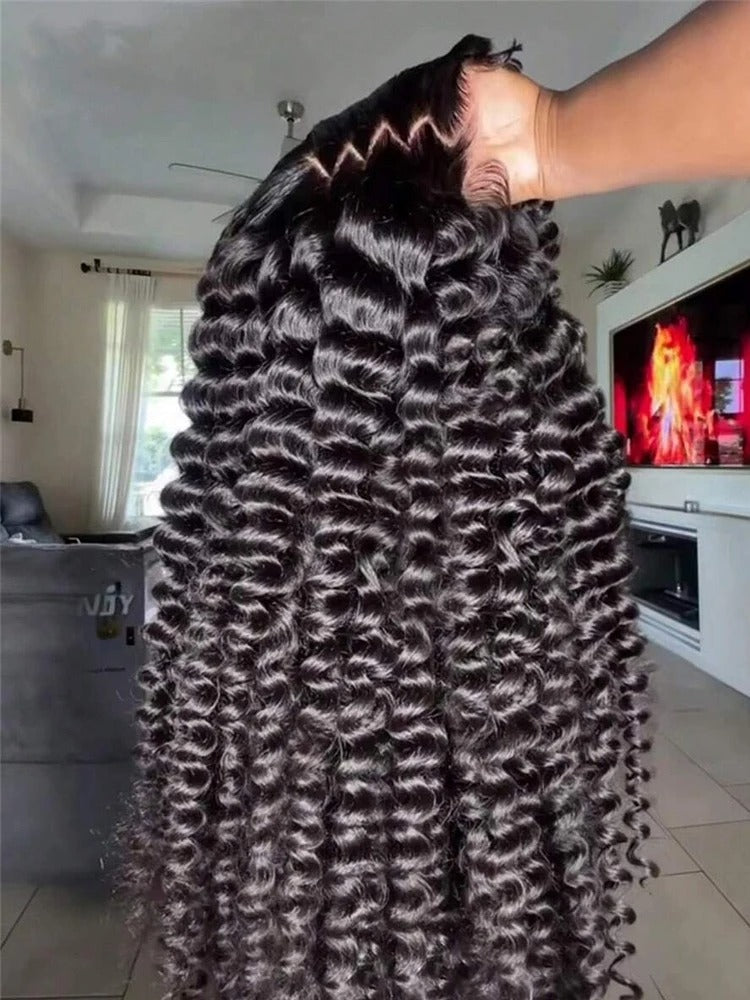 250 Density Deep Wave Human Hair Lace Frontal Wig (13x6 HD, 30–40 Inch, Bleached Knots)