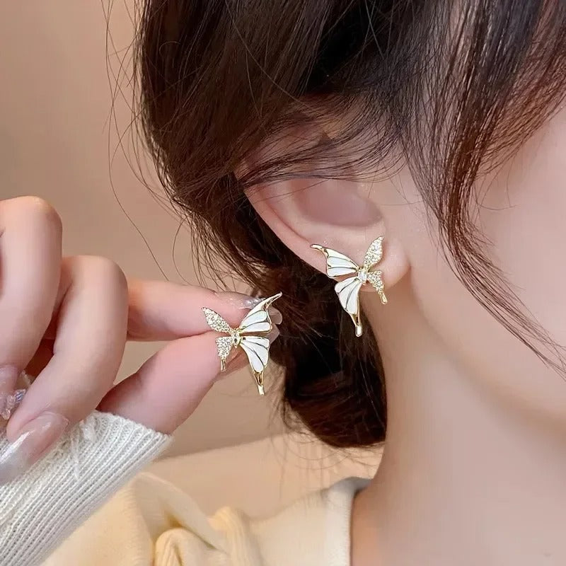 Elegant Zircon Butterfly Stud Earrings – Light Luxury Fashion Jewelry Gift for Women