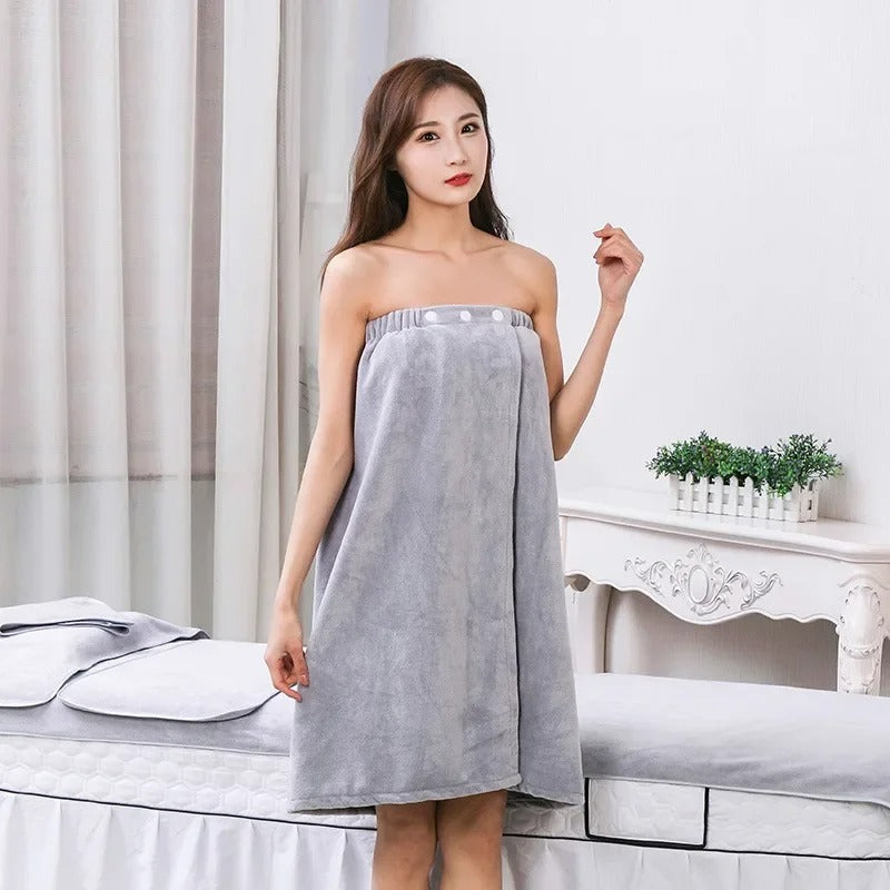 Microfiber Wearable Sauna Bath Towel – Thick, Highly Absorbent Spa Skirt/Bathrobe