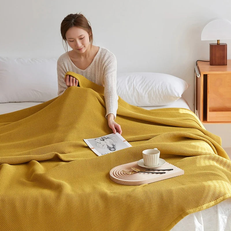 Honeycomb Cotton Summer Throw Blanket – Double Bed & Sofa Cover Quilt