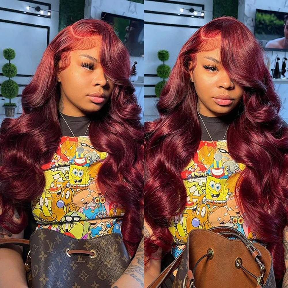 Silkwave 99J Burgundy Body Wave 13x6 HD Lace Front Human Hair Wig