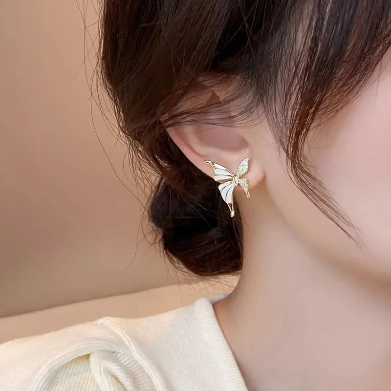 Elegant Zircon Butterfly Stud Earrings – Light Luxury Fashion Jewelry Gift for Women