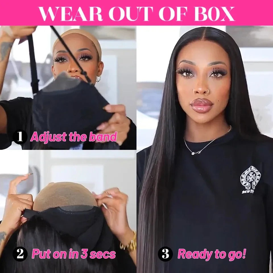Wear & Go 6x4 Bone Straight Glueless Human Hair Wig