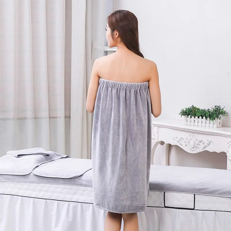 Microfiber Wearable Sauna Bath Towel – Thick, Highly Absorbent Spa Skirt/Bathrobe