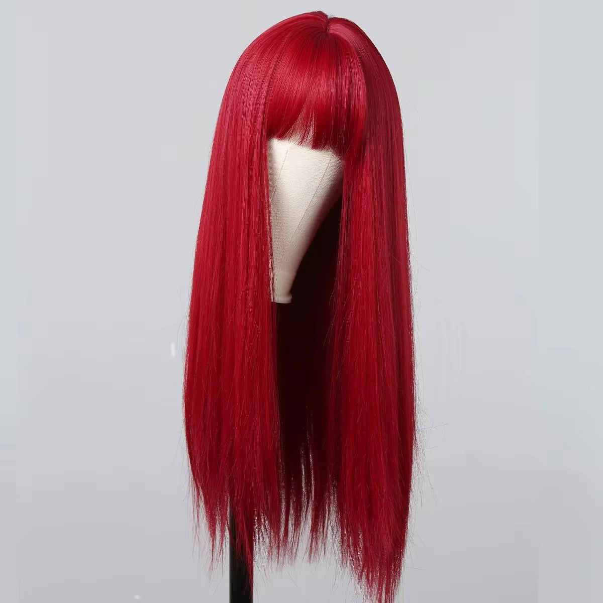 Red Long Straight Synthetic Wig – Halloween Cosplay & Daily Use with Headband