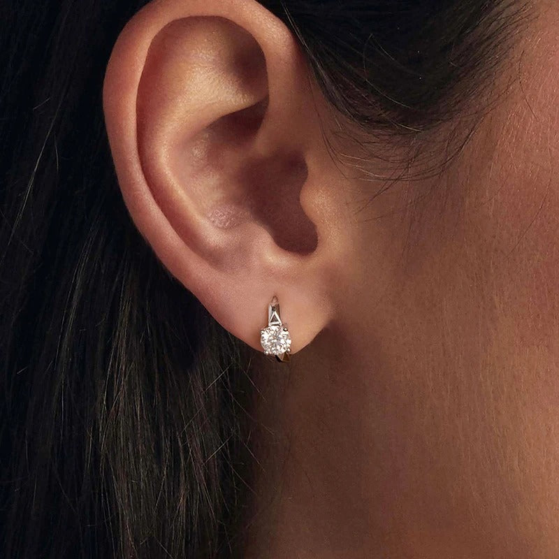 Bamoer 0.5CT Moissanite Hoop Earrings – 925 Sterling Silver, Angular Design, Certified Women’s Jewelry