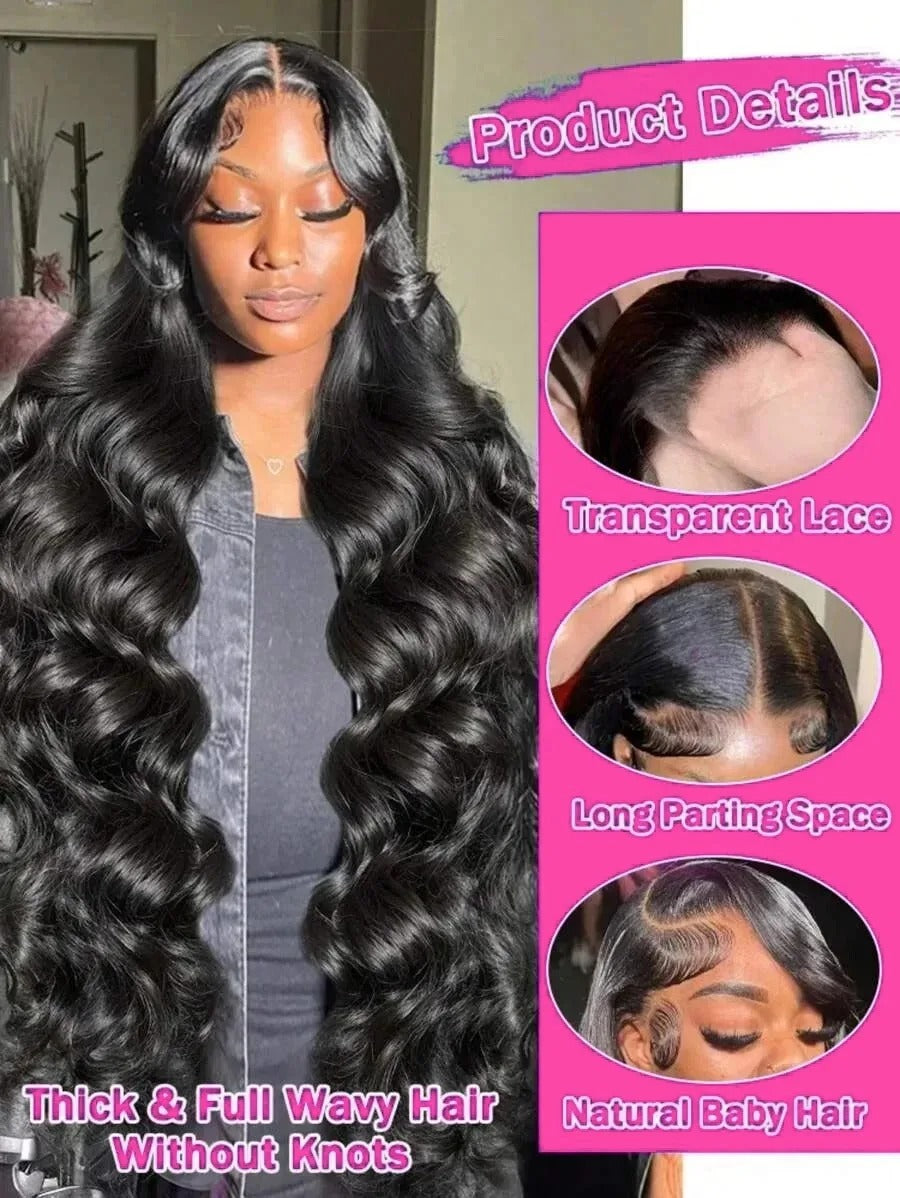 Golden Body Wave HD Lace Frontal Wig 28–30" 250 Density Brazilian Human Hair Glueless Wig